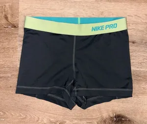 Nike Black Performance Compression Shorts with Teal Trim thumbnail 1