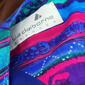 Vintage Liz Claiborne Abstract Floral/ Stripe Pattern Silk Sheath Dress 10 thumbnail 6