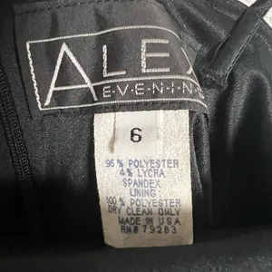 Alex Evenings Black Satin Straight Neck Column Maxi Formal Gown Size 6 thumbnail 5