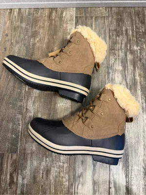 PAWZ Brown and Black Faux-Fur Lined Lace-Up Winter Rain Boot Size 10 thumbnail 7