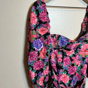 ZARA | BLOGGER FAVE Floral Print Belted‎ Puff Sleeve Square Neck Mini Dress thumbnail 4