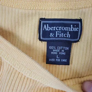 Abercrombie & Fitch Tank Top Women L Yellow Ribbed Cotton Scoop Neck Vintage Y2K thumbnail 2