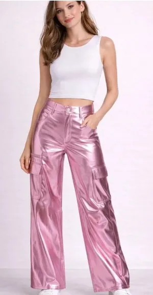 No Boundaries Cargo Pants Metallic Pink thumbnail 1