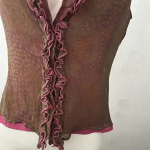 Y2K Silk Floral Fairy Top S Silk Ruffled Romantic Coquette Boho Hippie Celestial thumbnail 5