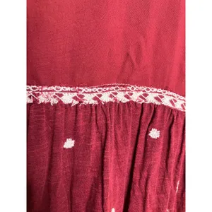 Cato Peasant Top Women L Burgundy Good Embroidered Tiered Babydoll Boho thumbnail 7