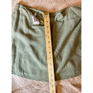 Princess Polly Sage Green Linen Blend Mini Skirt Size US 8 Cotton High Waisted thumbnail 2