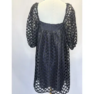 Kimchi Blue Black Eyelet Lace Babydoll Top‎ Puff Sleeve Boho Romantic Medium thumbnail 3