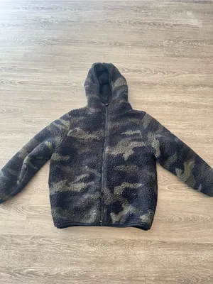 PINK Victoria’s Secret Camo Sherpa Jacket Womens XL Black Fleece Zip Hoodie thumbnail 2