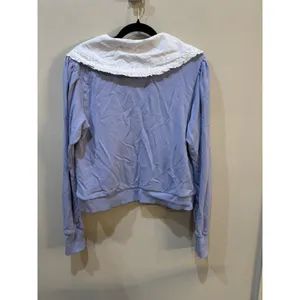 Anthropologie Poplin-Collar V-Neck Sweatshirt size Small Lilac thumbnail 6