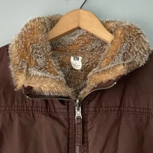 Y2K Gap Reversible Vest Chocolate Brown Faux Fur Womens Size Medium Gilet Boho thumbnail 5