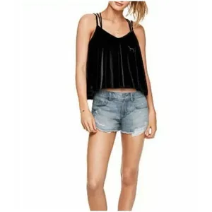 Victoria's Secret PINK Black Velvet Cami Tank Top‎ Size Oversized Medium Y2K thumbnail 2