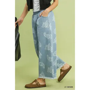 Umgee Denim Paisley‎ Wide-Leg Pants - Medium thumbnail 2