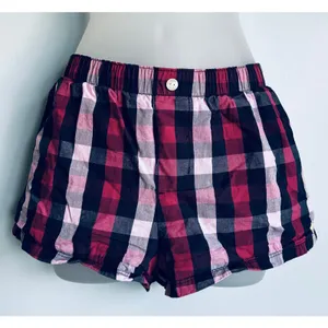 Vintage Y2K Aerie Boxer Pajama Shorts Medium Plaid Pattern Pink Blue White thumbnail 6