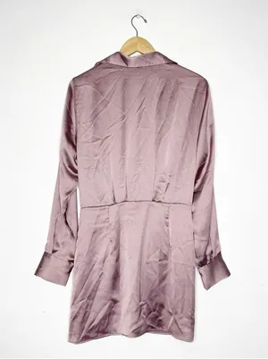 Zara Purple Satin Low Cut Dress Size Medium thumbnail 5