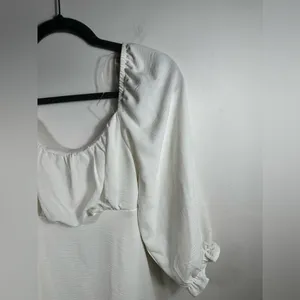 Speechless White‎ Mini Dress Puff Sleeve Ruffle Hem Cottagecore Women’s M NWT thumbnail 5