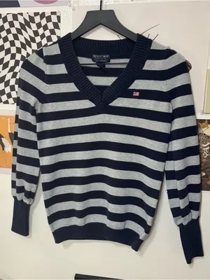 Polo Jeans Company Ralph Lauren Striped V-Neck Sweater Size Small thumbnail 1