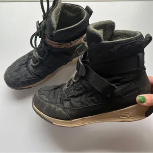 Chaco Lace Velcro Midi Black Quilted Winter & Rain Boots Size 8 thumbnail 3