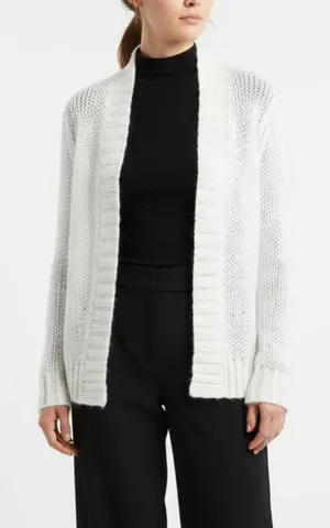 Anthropologie Wooden Ships White Soft Cozy Open Loose Cardigan Sweater S thumbnail 1