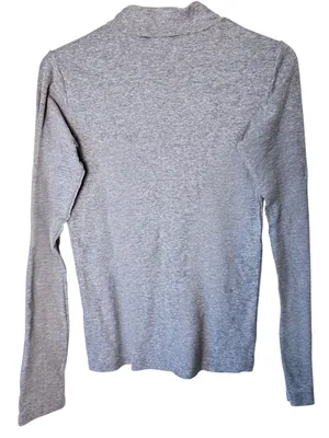 Brandy Melville light grey Cotton Relaxed Loose Fit Turtleneck Top Full Length thumbnail 3