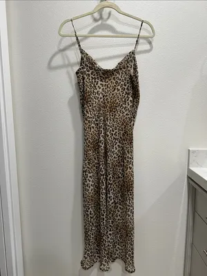 Le Lis Leopard-Print Slip Dress in Tan and Black thumbnail 5