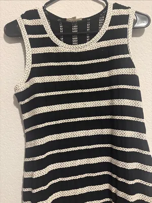 Max Studio black and White nautical Striped Knit Tank Dress M thumbnail 3