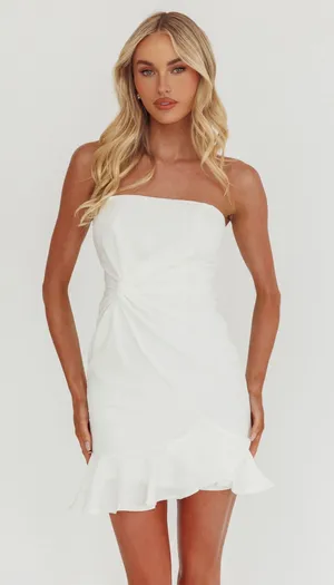 Selfie Leslie Strapless white mini dress thumbnail 1