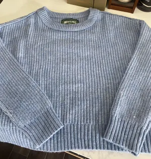 American Eagle Chunky Sweater Baby Blue Long Sleeve Short Cozy thumbnail 1