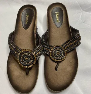 J. Renee size 10m beaded wedge sandals. Great for casual or dressy! thumbnail 1