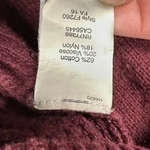Madewell Women’s Waffle Knit Crewneck Sweater Size M Burgundy Pullover thumbnail 3