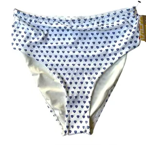 Roller Rabbit Blue Heart Print High Waisted Bikini Bottoms SZ L NWT thumbnail 1