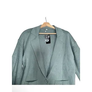 NEW Deep Self Cardigan Sweater Womens Sz S Green Notch Lapel Long Sleeve Winter thumbnail 3