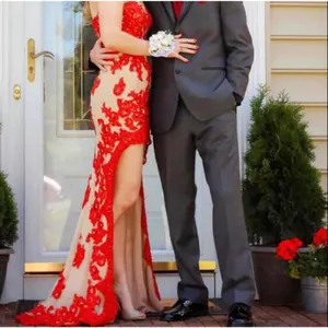 Sherri Hill 21016 Red/Nude Beaded High-Low Gown - Size 8. EUC! Like new! thumbnail 5