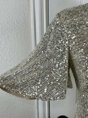 Eliza J Sequin Flutter Sleeve Sheath Dress in Silver thumbnail 4