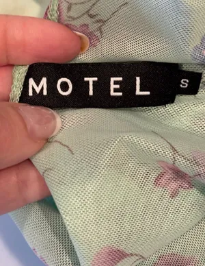 Motel Rocks Floral Lace Mesh Cami Tank Top Semi Sheer Crop Top Green Purple S thumbnail 7