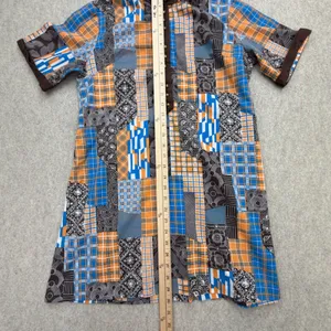 Vtg Montgomery Ward Dress Womens M Patchwork Brown Retro Mod 70s Whimsy Hippie thumbnail 9