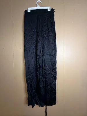 Zara Women's Black Satin Wide Leg Pull-On Lounge Pants thumbnail 2