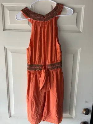 Alice + Olivia Silk mini dress High Neck Beaded embroidered A-line orange boho siz XS thumbnail 7