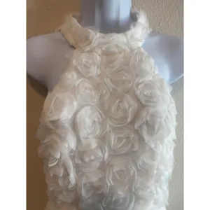 NWT Lulus Rosette‎ Mini Dress XS White 3D Floral Halter Romantic Stuck Zipper thumbnail 4