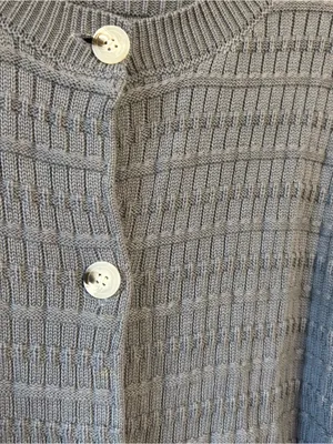 Pretty Garden Womens Cardigan Sweater 100% Cotton Button Down Pattern Gray Large thumbnail 2