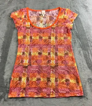 VTG Rue‎ 21 Top Womens Size L Floral Mesh Baby Doll Y2k Unique Nylon Fairycore thumbnail 1