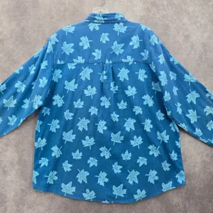 Haband Blue Leaf Cozy Flannel Y2K Vintage Button Down Long Sleeve Shirt XL‎ thumbnail 11