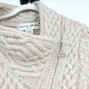Aran‎ Mor Womens Merino Wool Irish Cable Knit Side Zip Coatigan Sweater Size S thumbnail 6