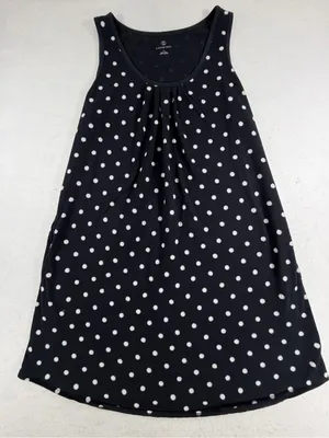 Lands’ End Polka Dot Swing Tank Top Women’s Large 14-16 Black White Cotton‎ thumbnail 1