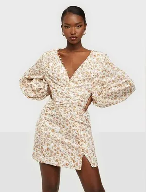 Bardot Broderie Dress 4/XS Tan Paisley thumbnail 1