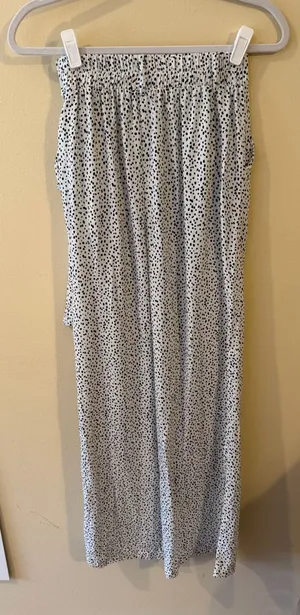 Forever 21 White Pants with Black Speckle Tie Waist thumbnail 1