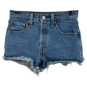Levi’s 501 Shorts Cotton Denim Button Fly Frayed High Rise Medium 25 thumbnail 2