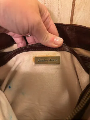 Charles David Distressed Dark Brown Leather Shoulder Bag thumbnail 5