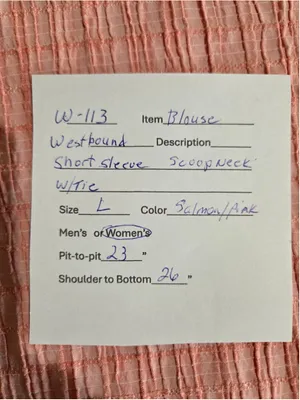 Westbound Women’s L Salmon Pink Textured Short Sleeve Blouse thumbnail 6