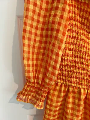 Day + Moon Gingham Romper Orange Yellow Size L thumbnail 4
