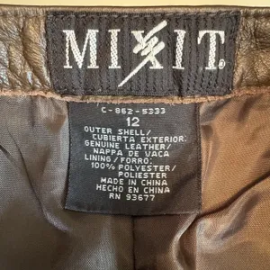 MixIt Vintage Brown Genuine Leather Pants Women 12 High Rise Straight Leg 90s thumbnail 6